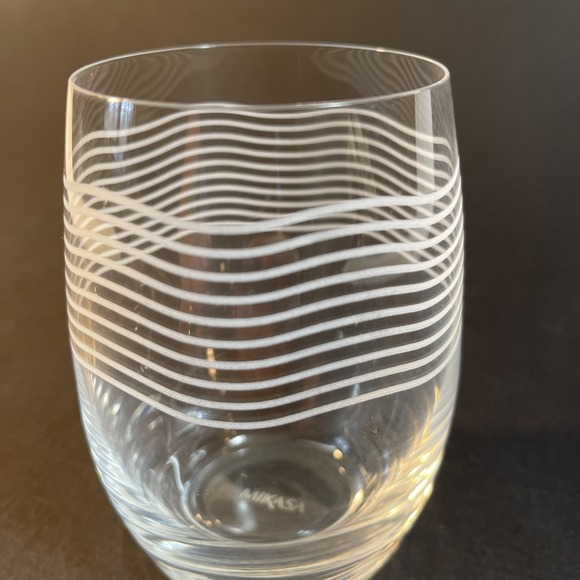 Mikasa Cheers Waves Stemless Wine Glass Etched 16oz Replacement - Picture 4 of 7